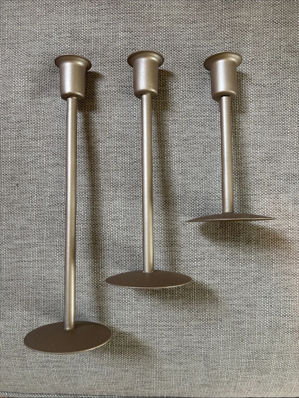Gold Metal Taper Candle Holders - Set of 3